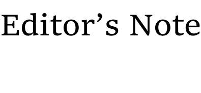 Editor’s Note